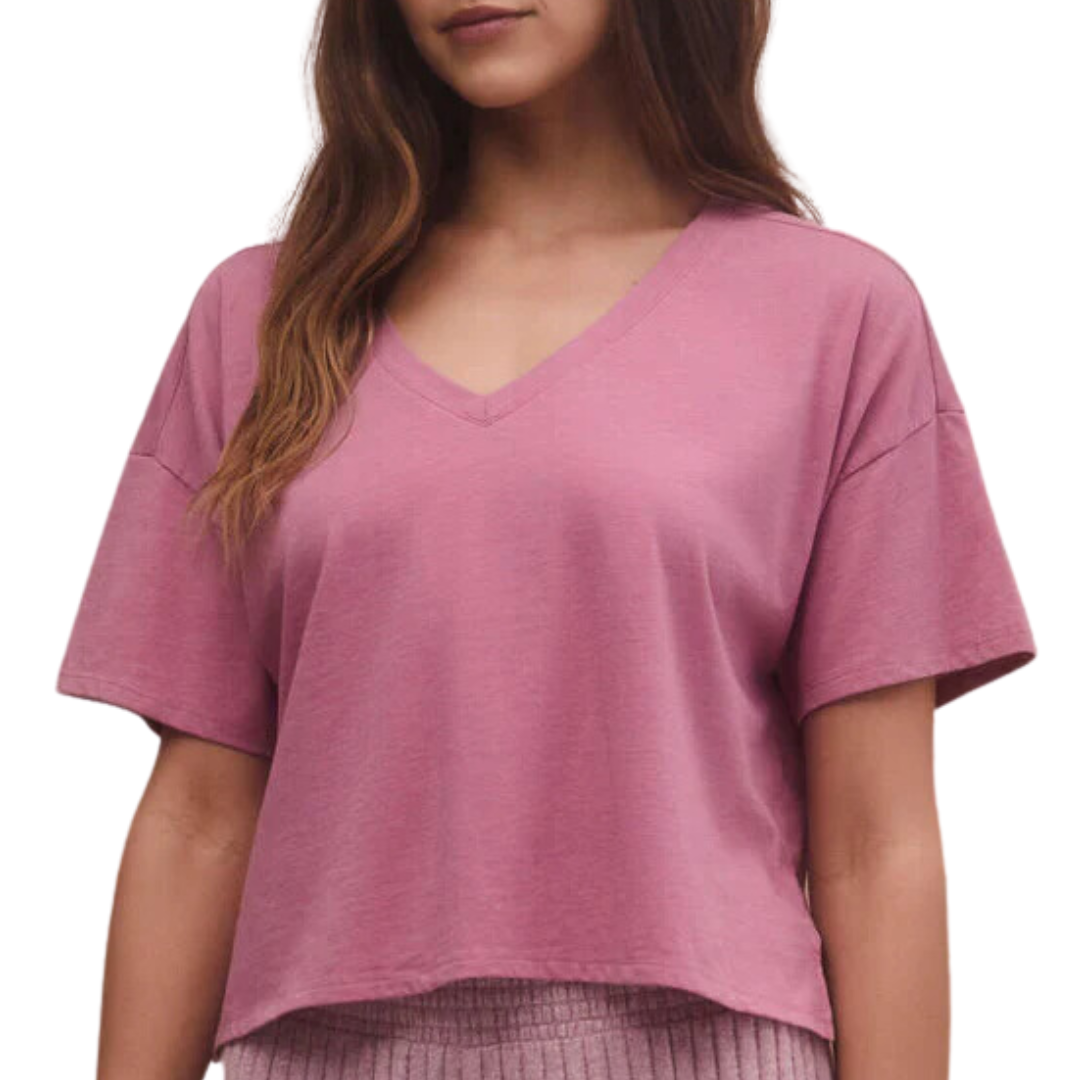 Keep It Chill V-Neck Tee in Violet Heather