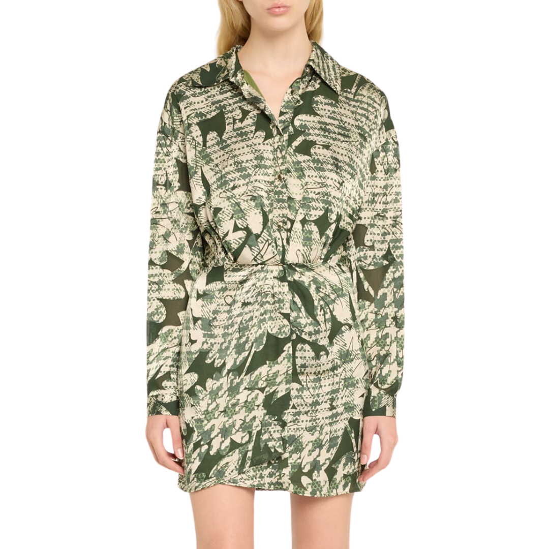 Palmer Long Sleeve Mini Dress in Sage Burnout