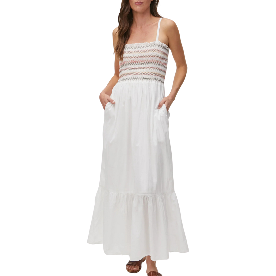 Michael Stars Alejandra Smocked Maxi Dress in White