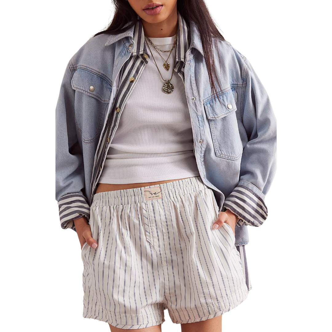 We The Free Day To Day Striped Boxers in Ivory Combo