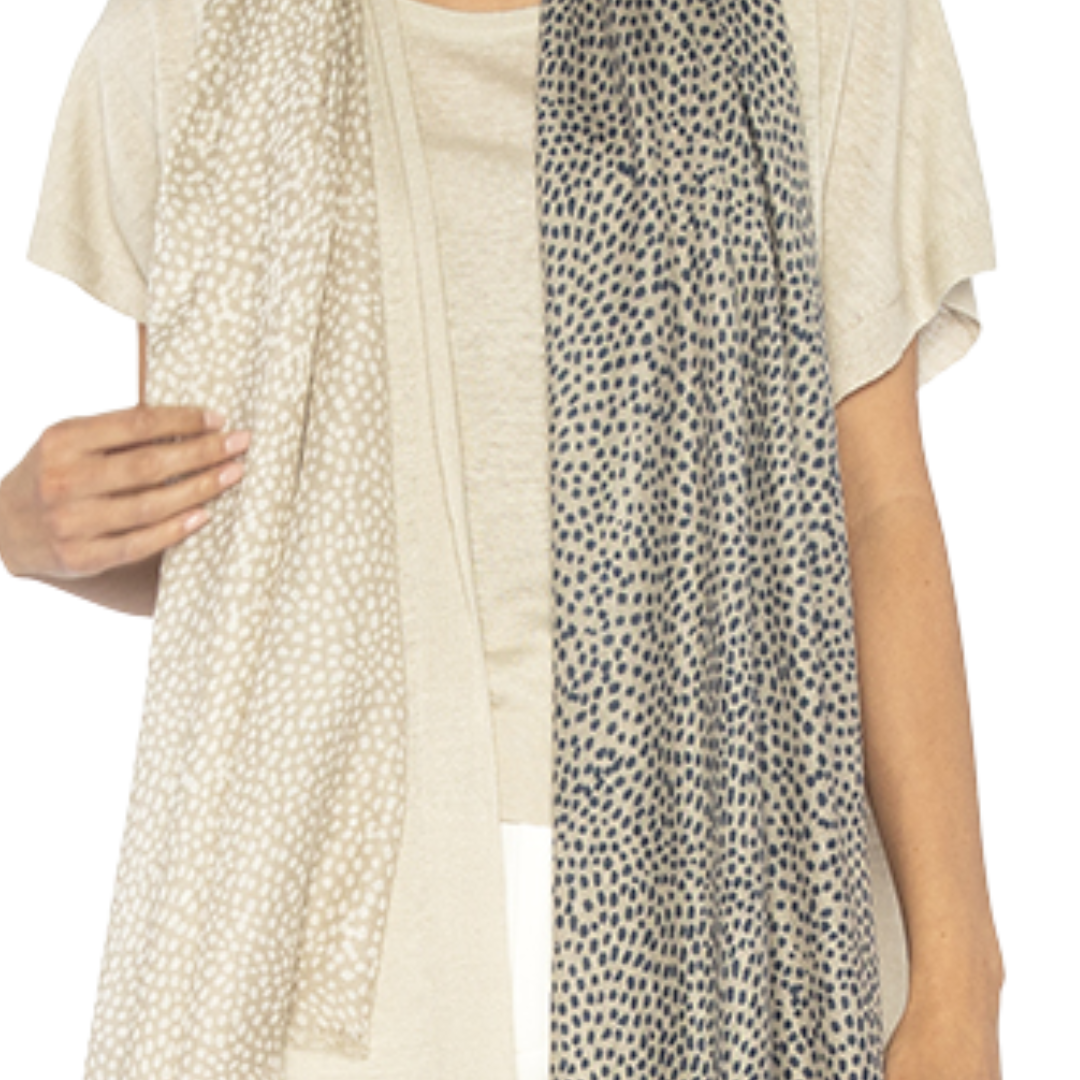 Dots Print Scarf in Navy Multi