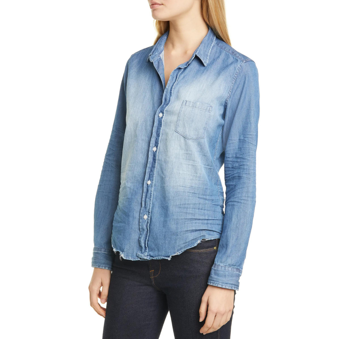 Barry Buttondown in Distressed Denim