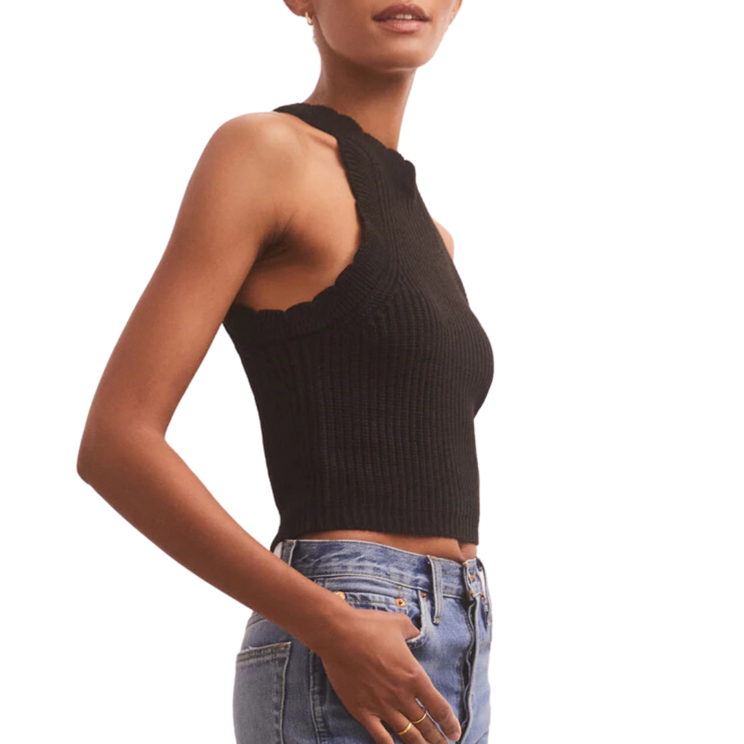 Oak Novelty Sweater Top in Black