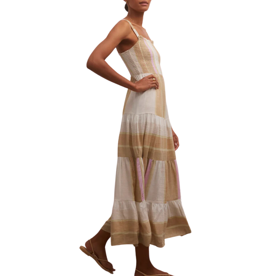 Kyara Striped Smocked Maxi Dress in Multi