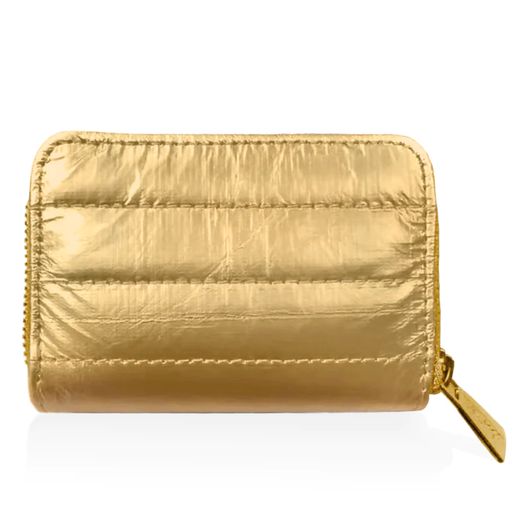 Puffer Zipper Wallet in Gold