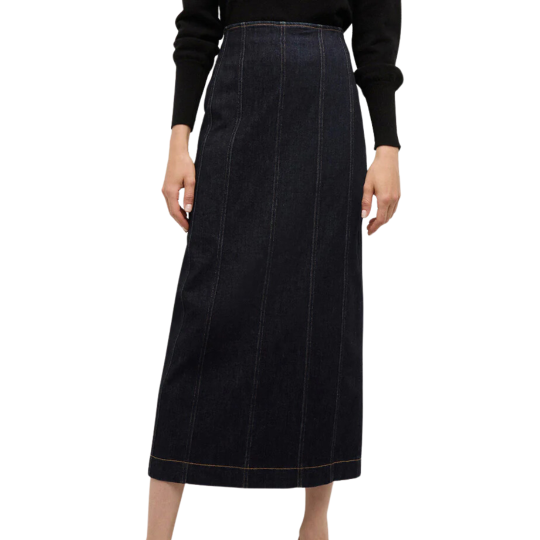 Fiona Maxi Denim Skirt in Washed Oxford