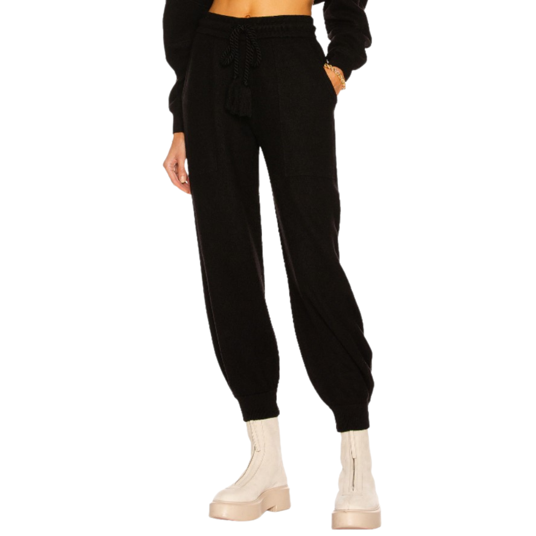 Alfie Boiled Wool Jogger in Black