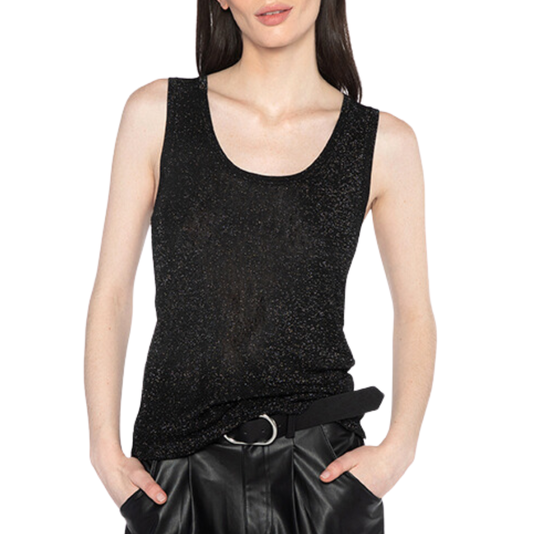 Shimmer Rib Tank in Black