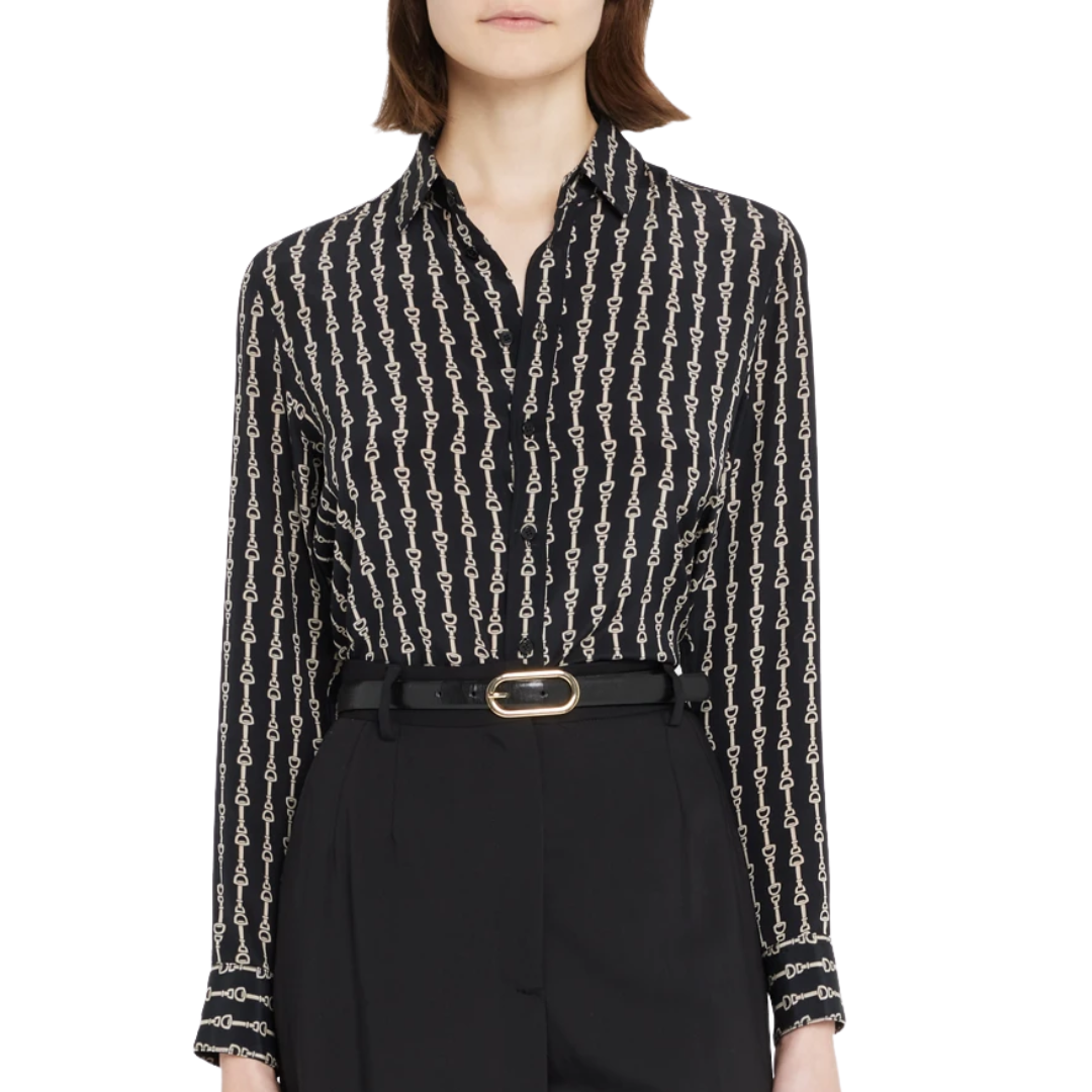 Gaia Shirt in Horse Strap Black/Ivory
