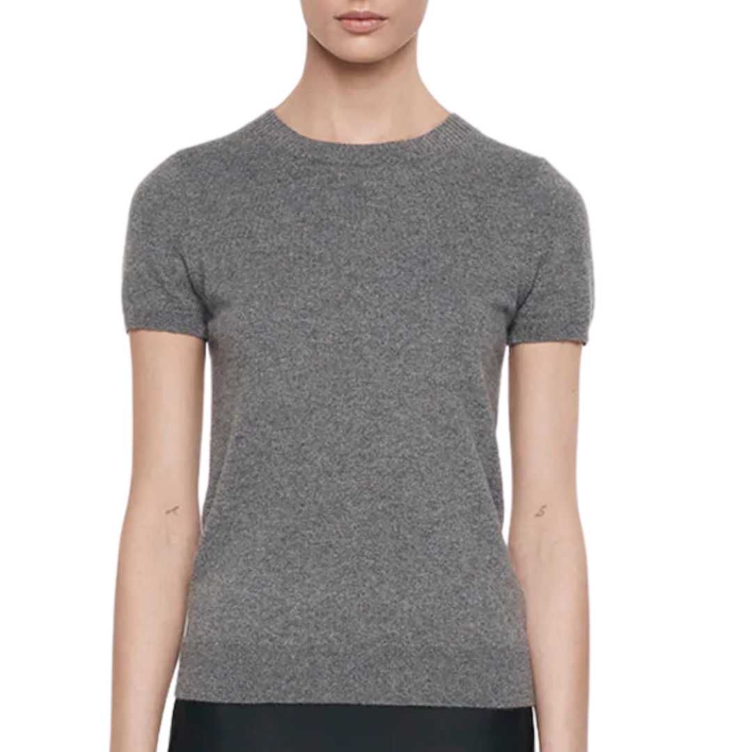 Cashmere Jersey S/S Crew in Thunder