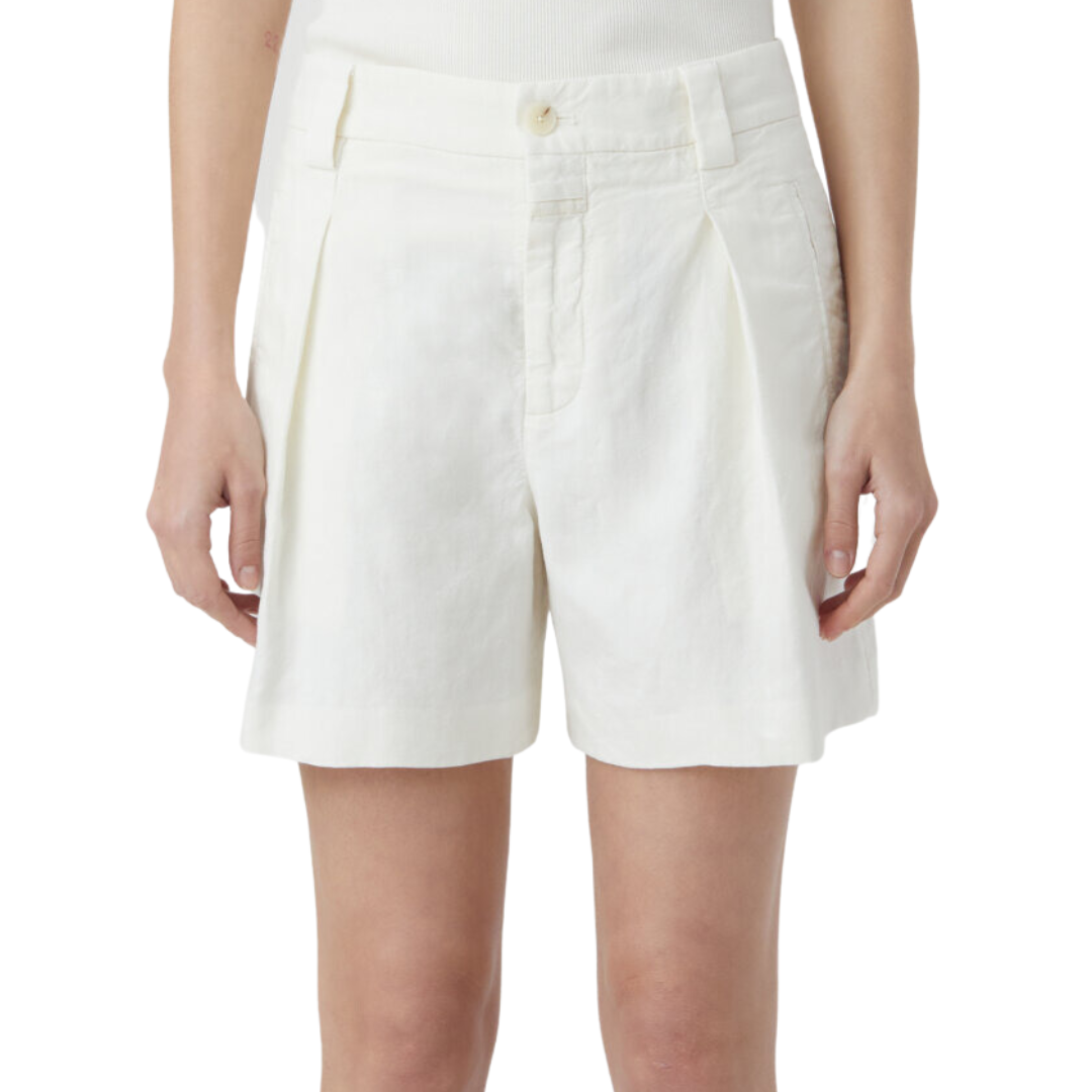 Idabel Linen & Cotton Shorts in Ivory