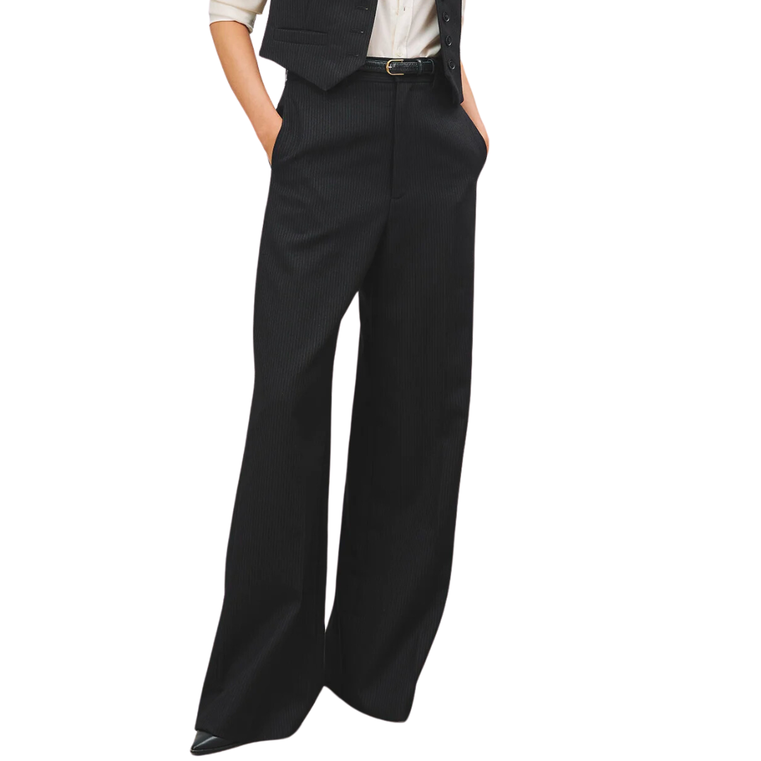 Nili Lotan Johan Pant in Black Pinstripe