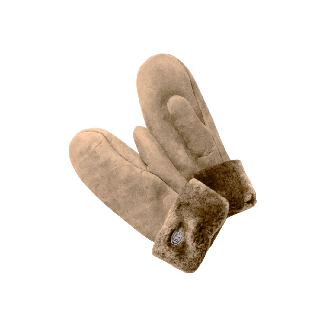 Shearling Mittens in Mastic