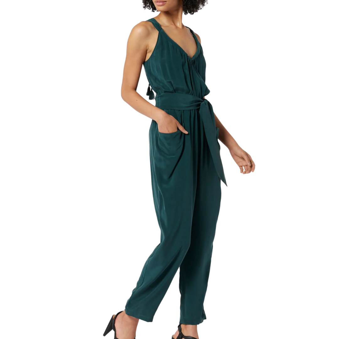 Vernet Silk Jumpsuit in Ponderosa Pine Blue