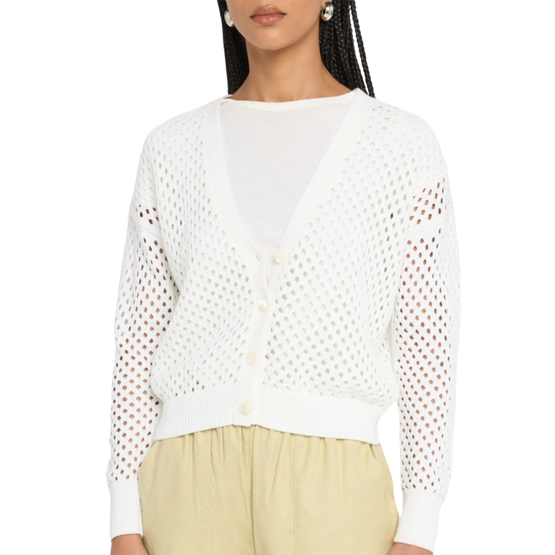 Solid Mesh Cardigan in Bleach White