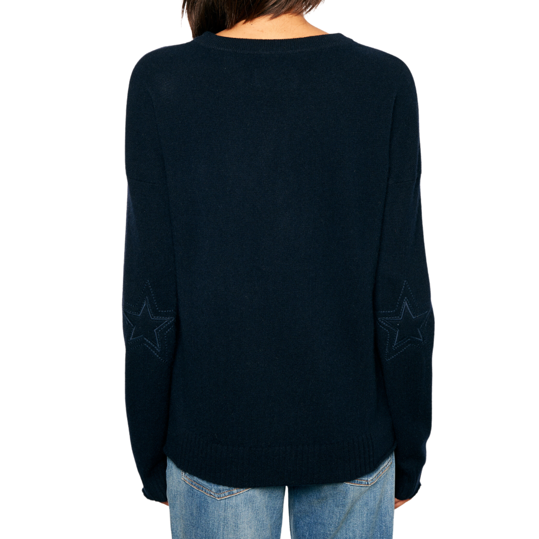 Cici Patch Cashmere Jumper in Encre