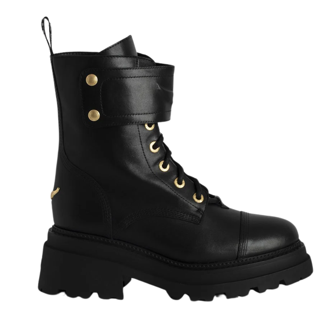 Joe Ride Semy-Shiny Calfskin Boots in Noir