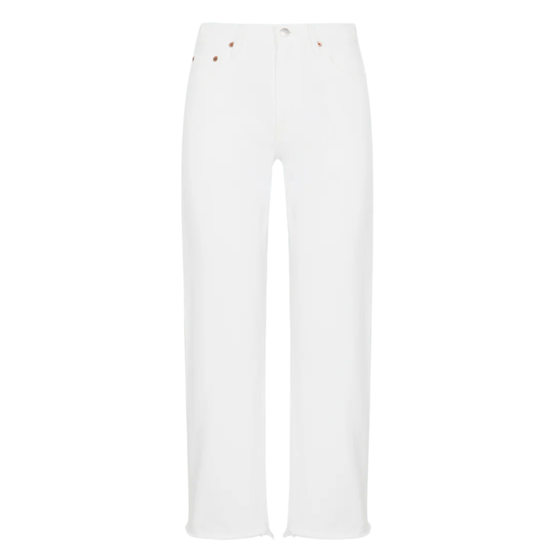 Lexi Mid Rise Bowed Straight Jean in Luxe White Vintage