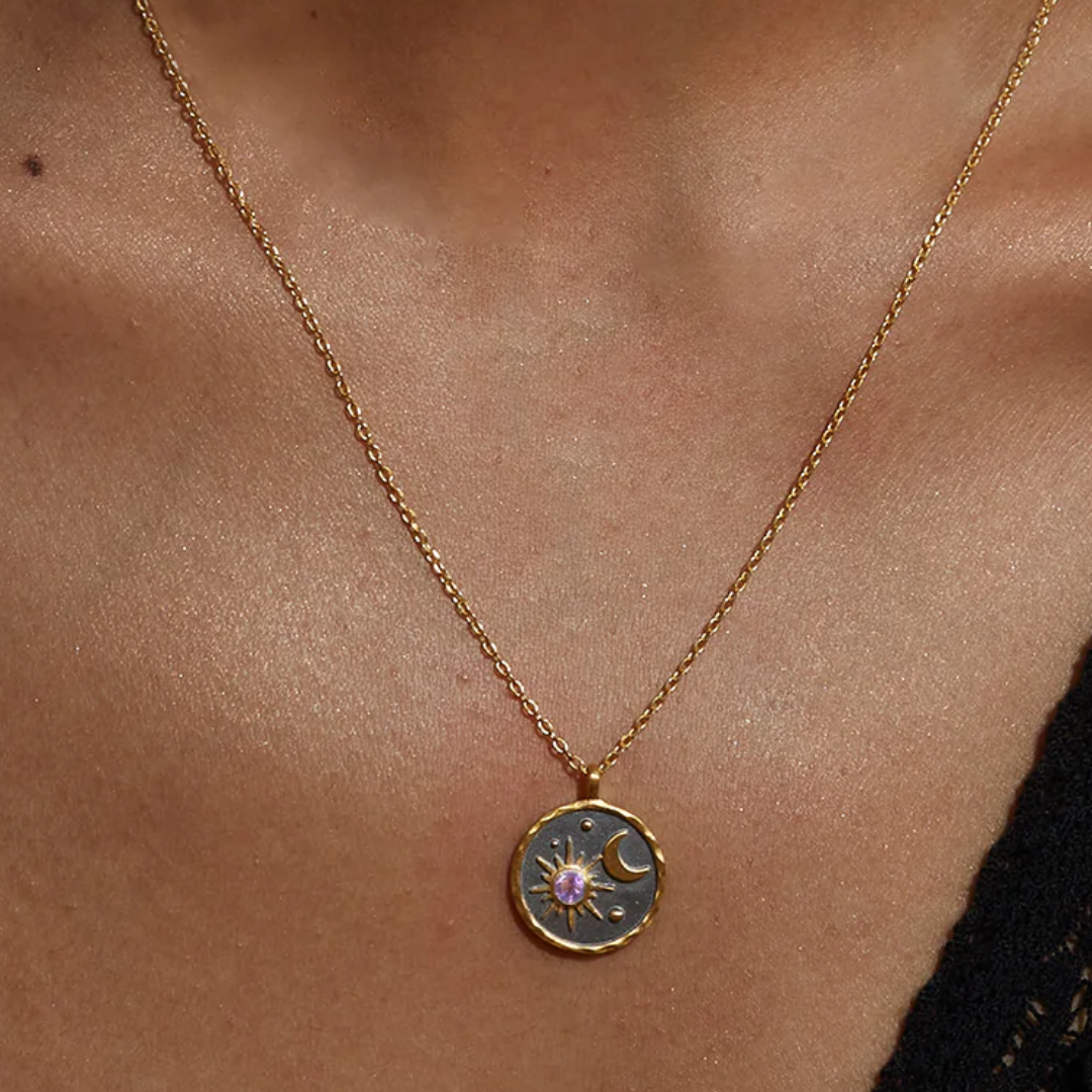 Celestial Birthstone Necklace - February