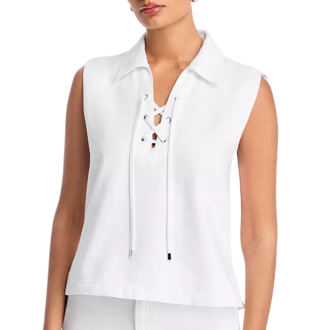 Fiona Lace Up Shirt in Optic White