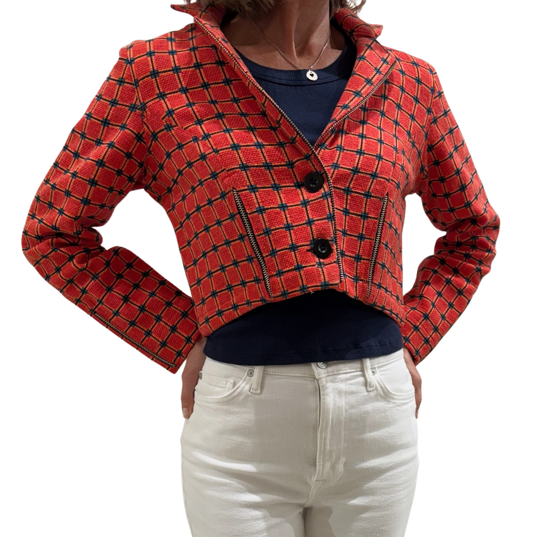 Cropped Moto Jacket in Orange
