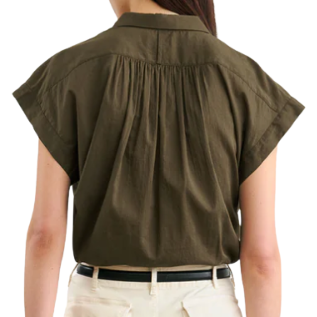 Normandy Blouse in Olive Green
