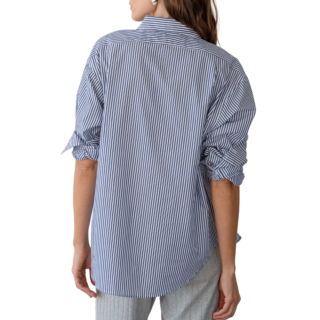 The Pop Shirt in Navy Stripe