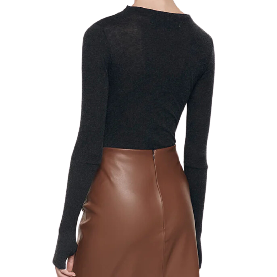 Cashmere Twist Top in Charcoal