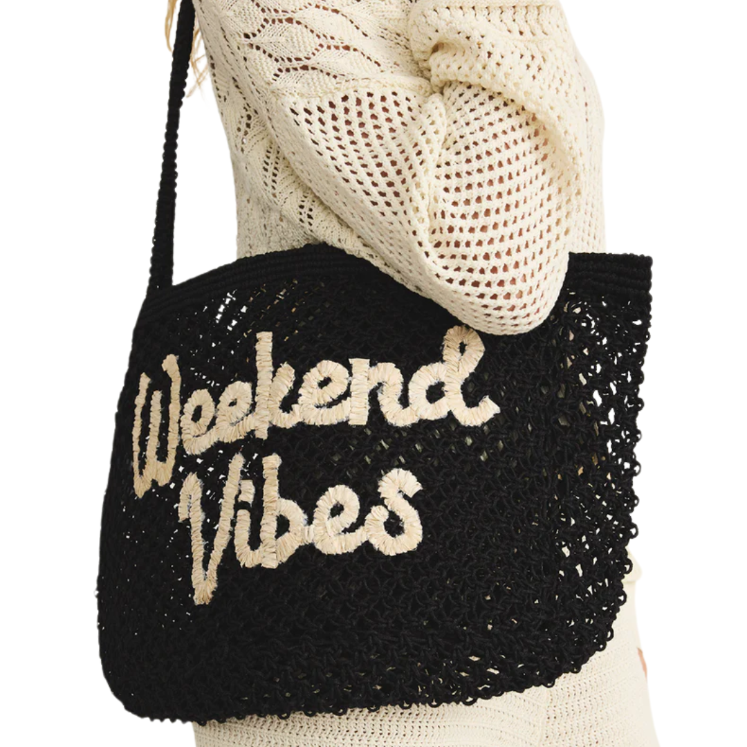 Woven Jute Tote Bag in Black