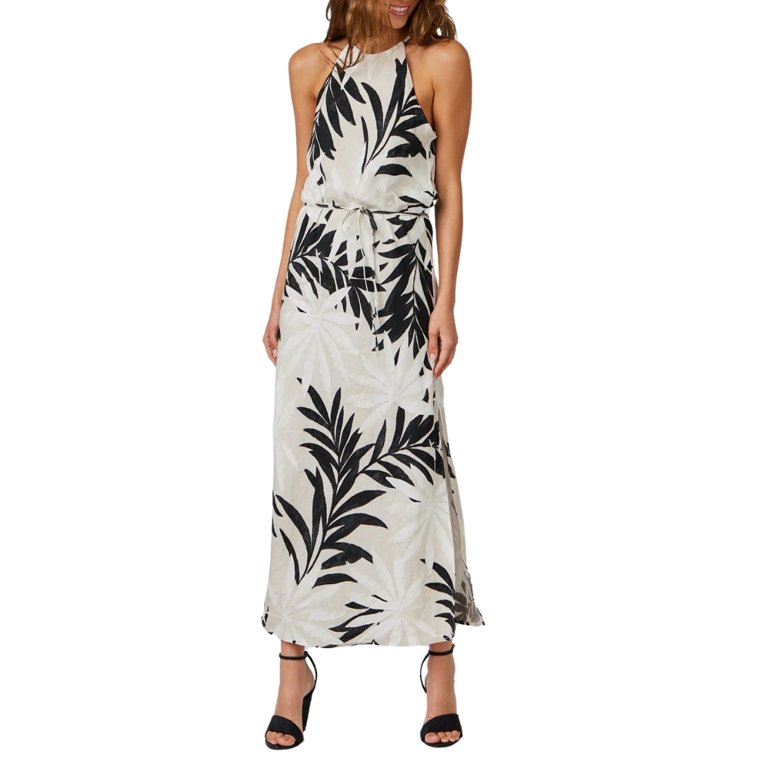 Maxi Halter Dress in Maui Palm Print
