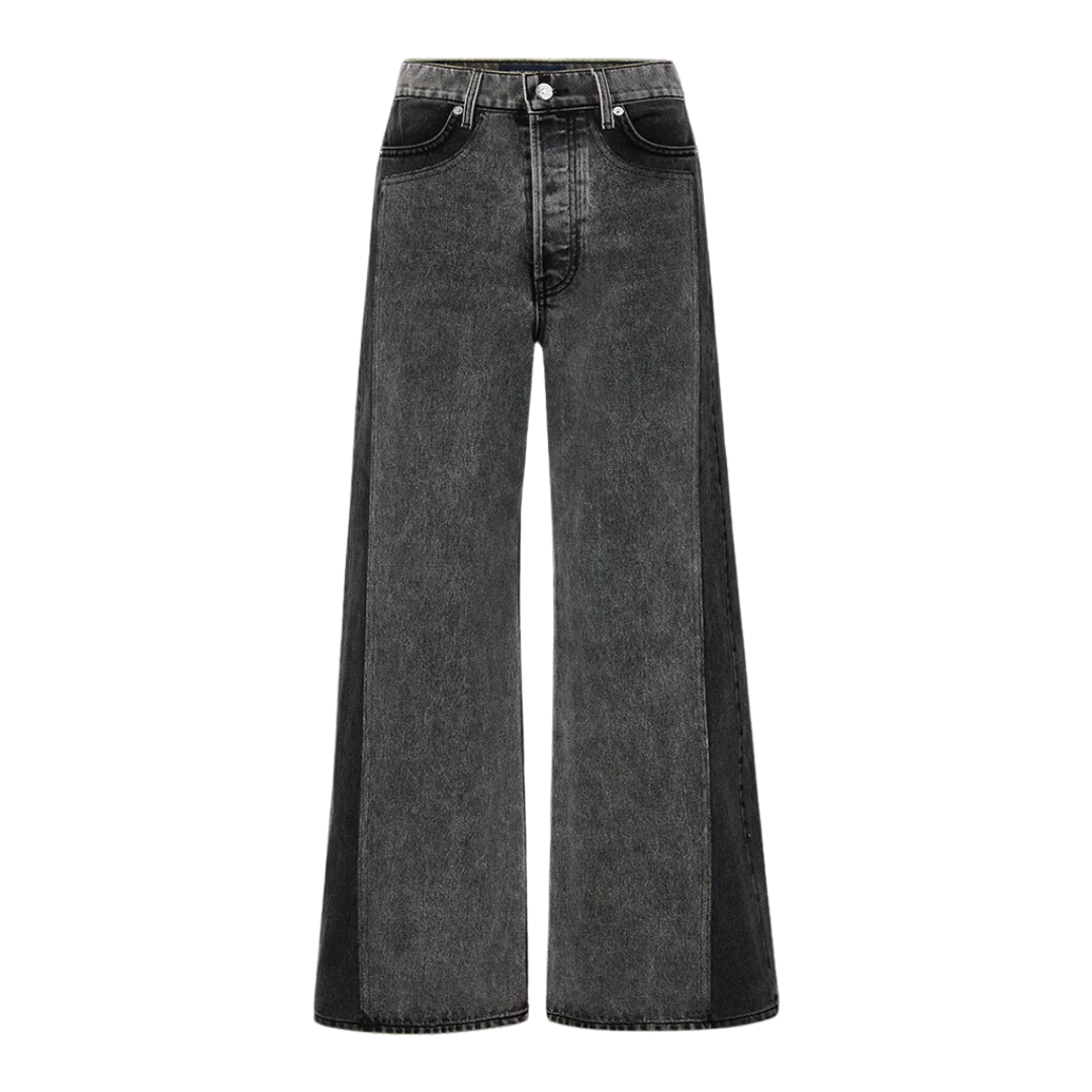 Taylor Two-Tone Wide-Leg Jean in Volcanic Stone Colorblock