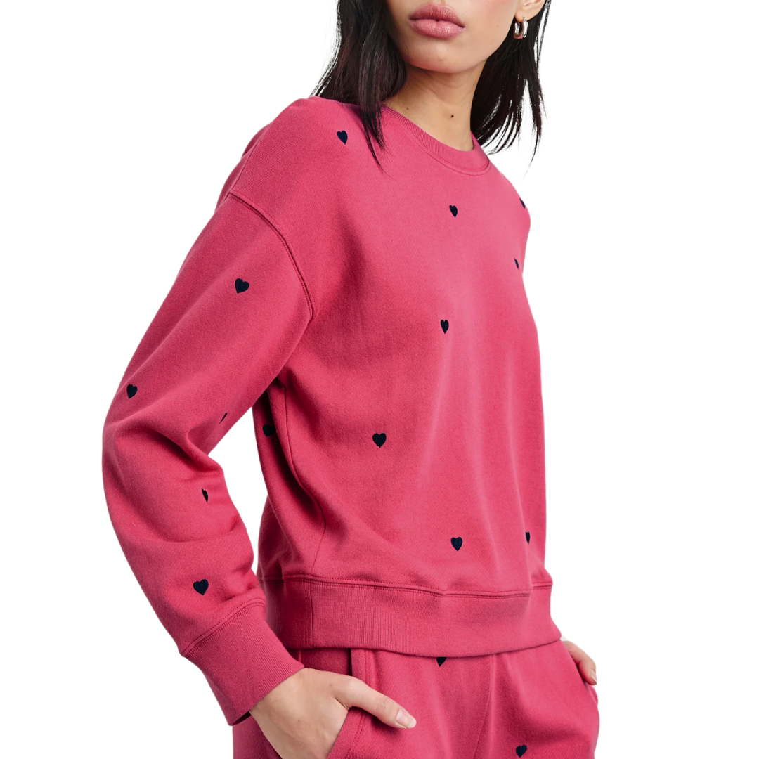 Ramona Sweatshirt in Pink Midnight Hearts