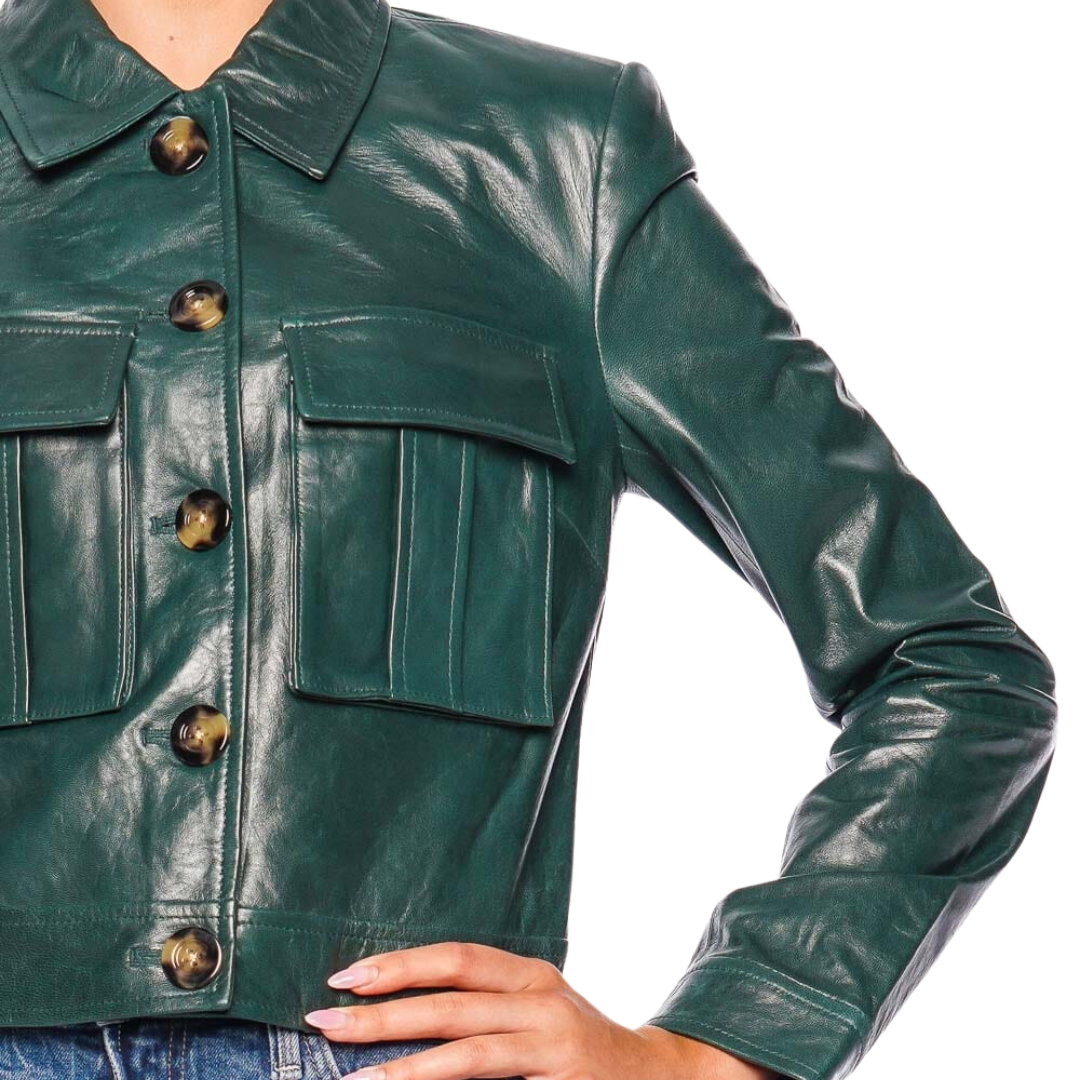 Monte Leather Jacket in Hunter Green