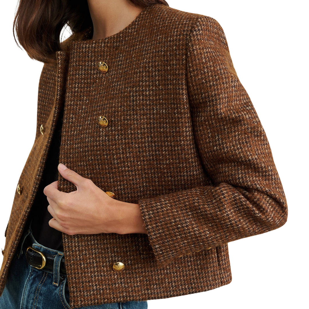 Melanie Jacket in Saddle Check