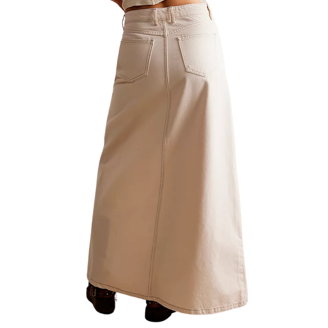 We The Free Come As You Are Denim Maxi Skirt in Wisp