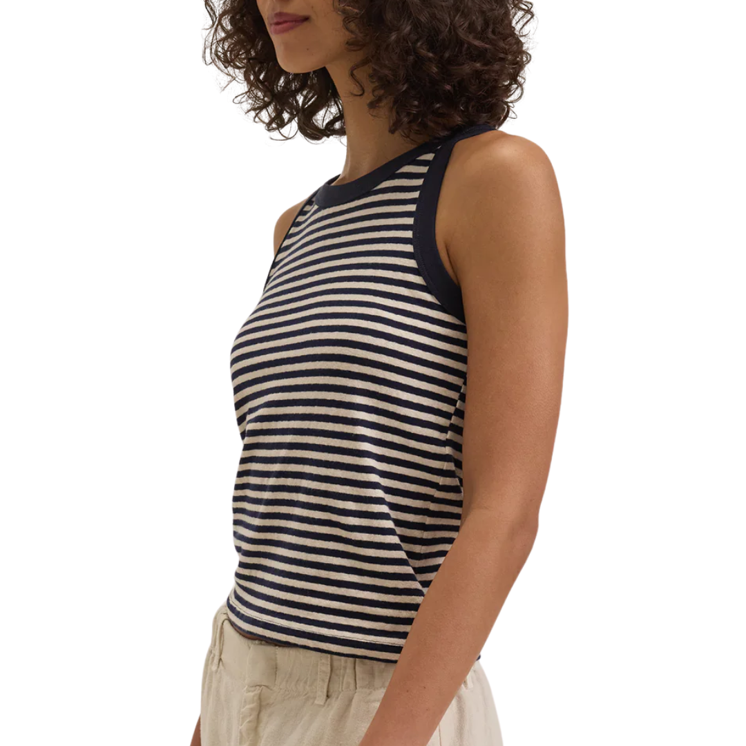 Lua Jersey Stripe Top in Navy