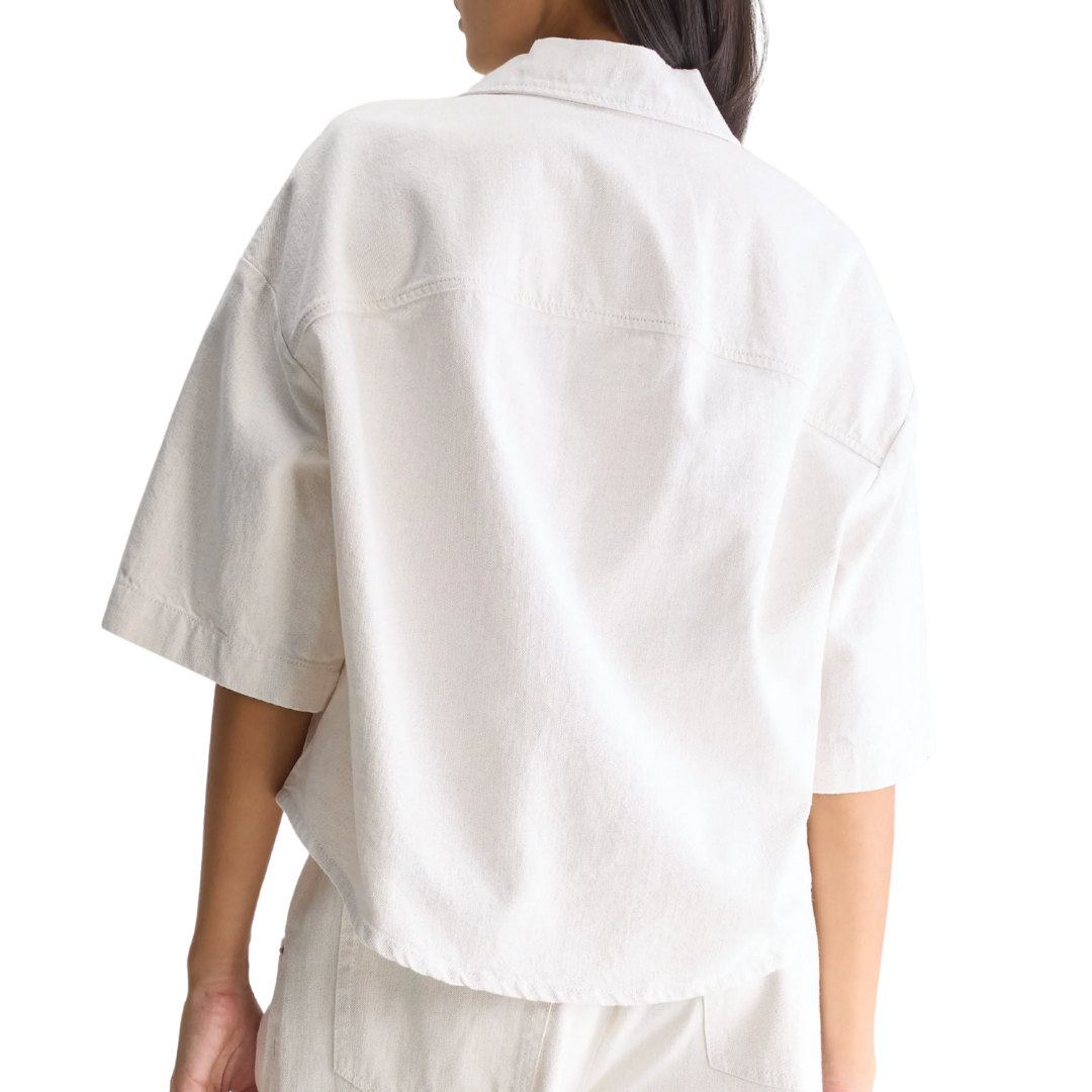 Pool Denim Cropped Shirt in Vintage White