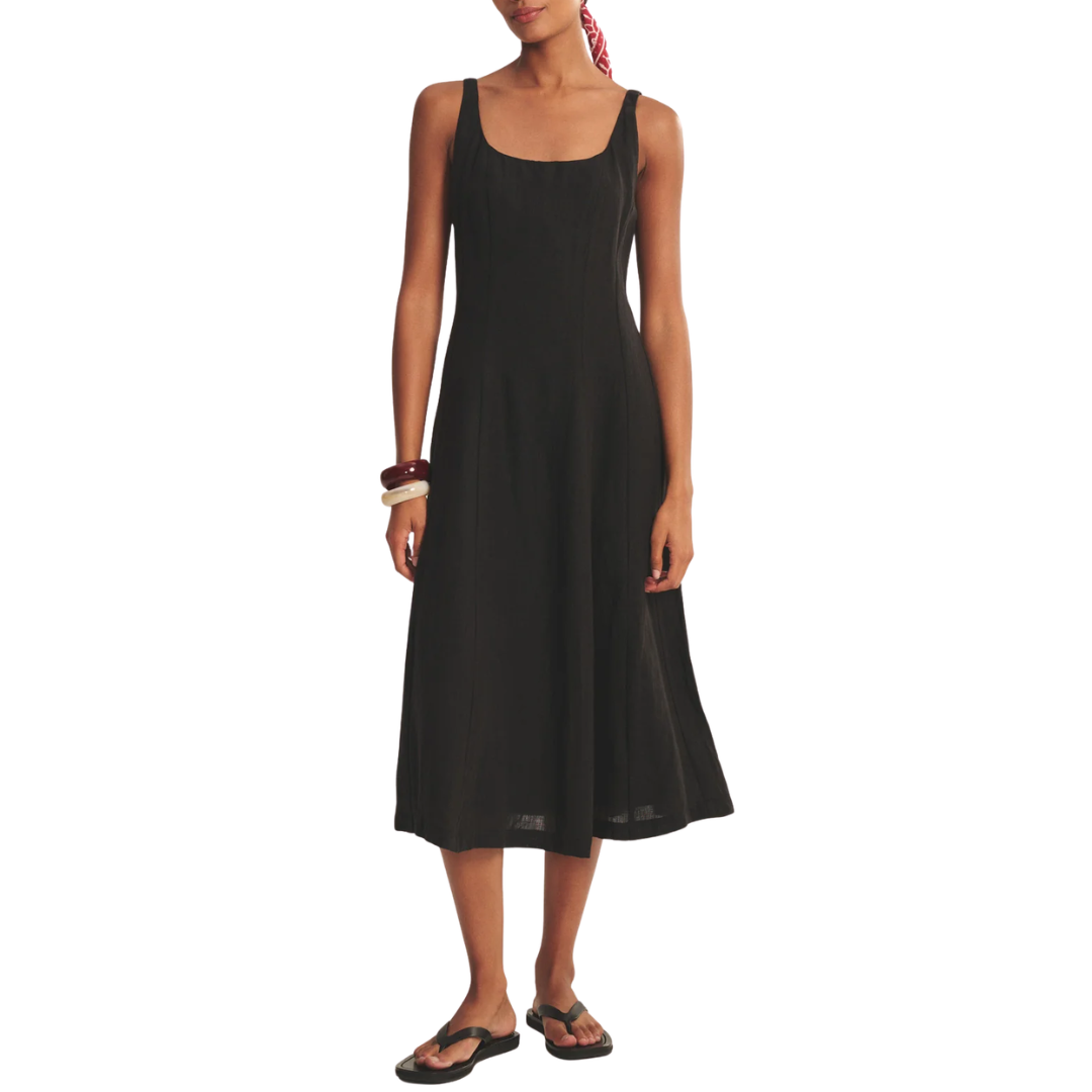 Austen Linen Dress in Black