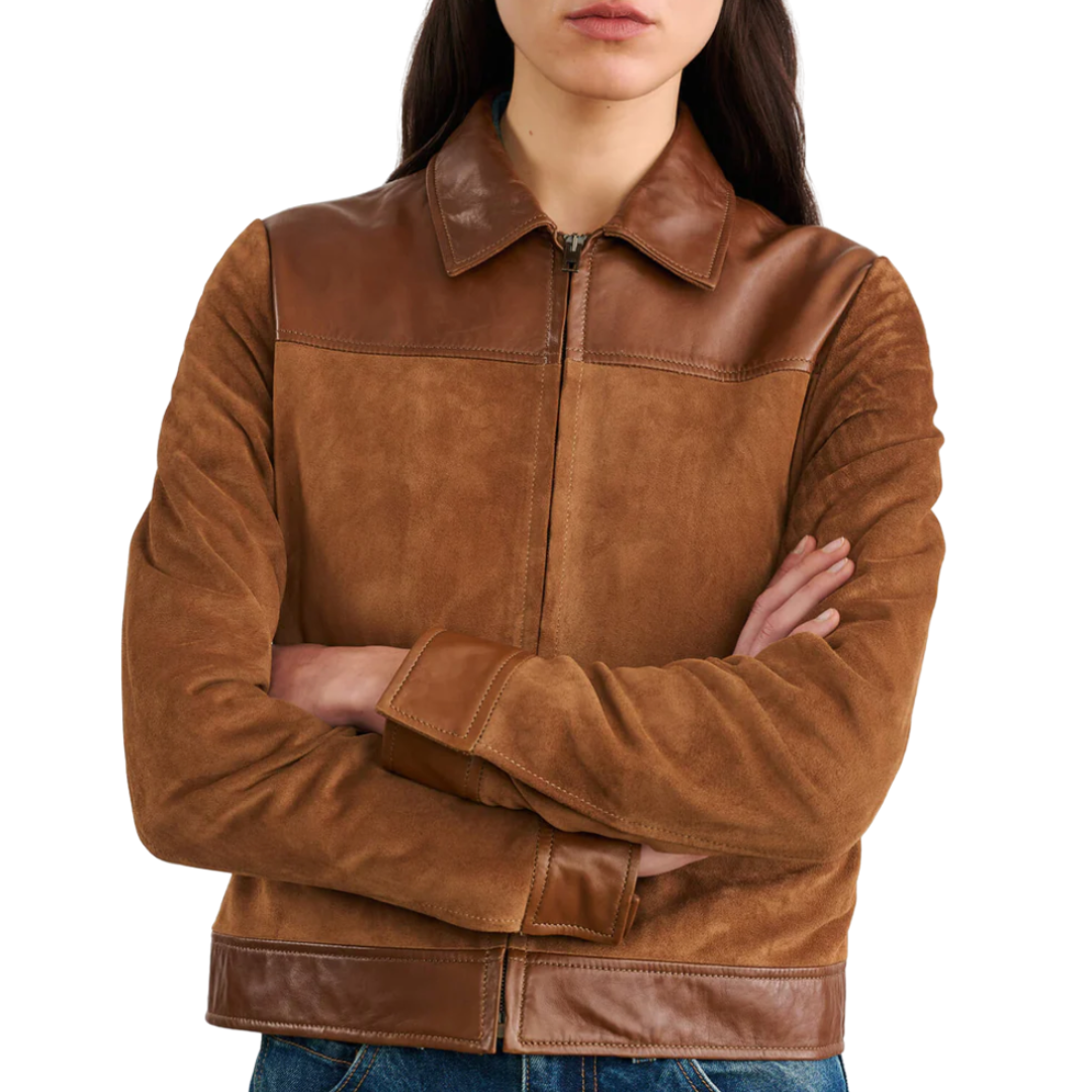 Freddie Suede Jacket in Martora/Cognac
