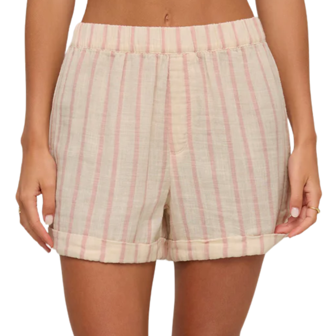 Morning Stripe Gauze Short in Bone