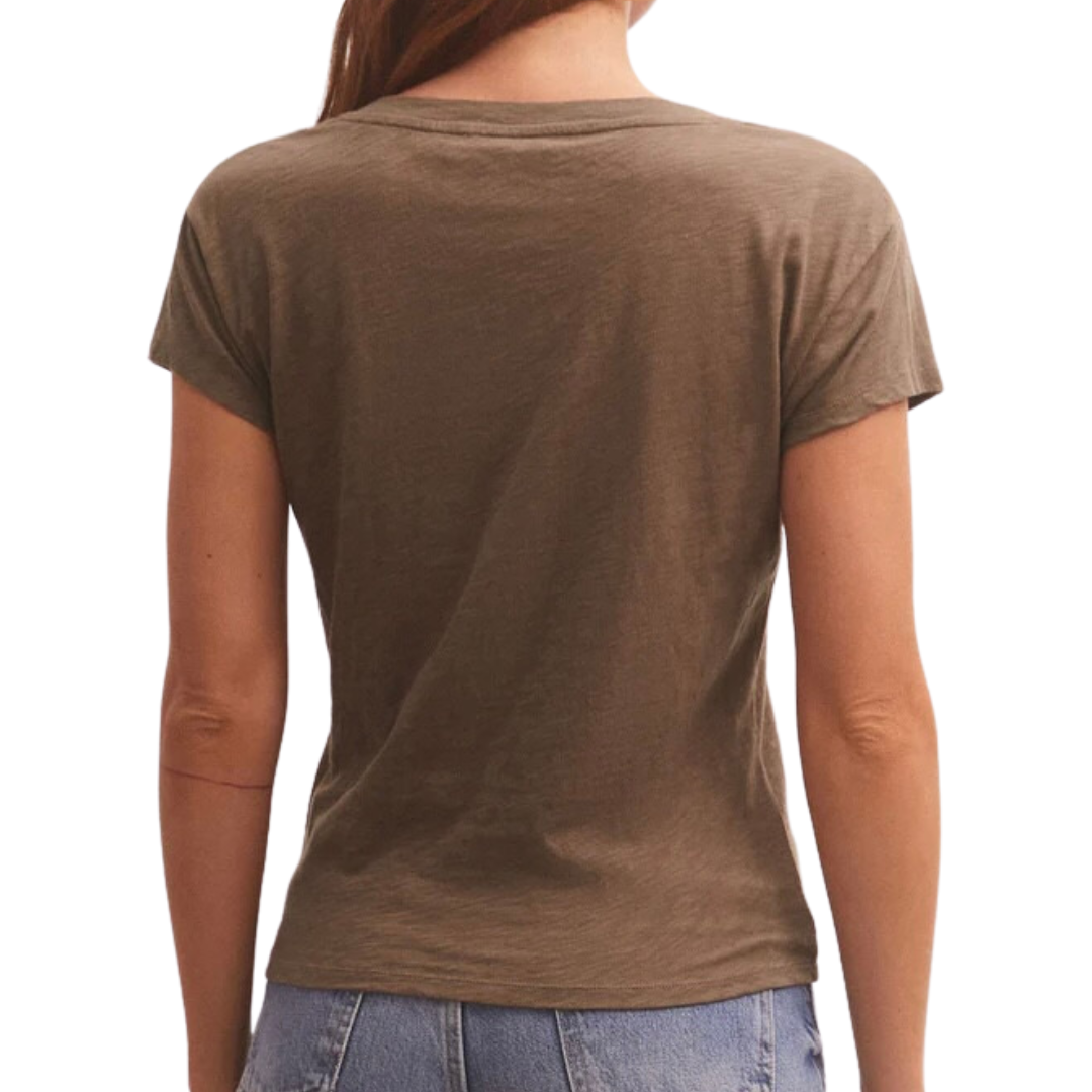 Modern V-Neck Tee in Milkshake