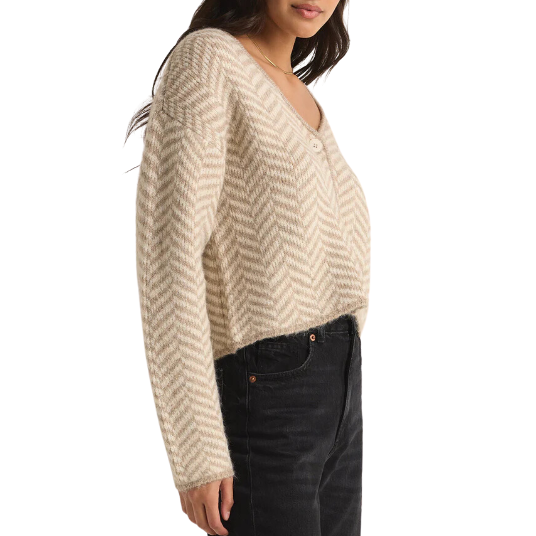 Noemi Herringbone Cardigan in Sea Salt