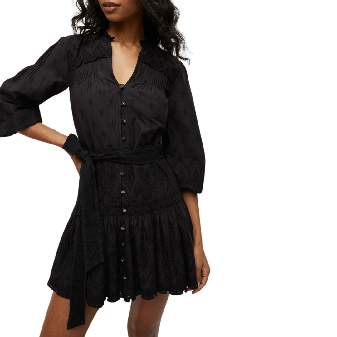 Chrisjen Cotton Eyelet Dress in Black