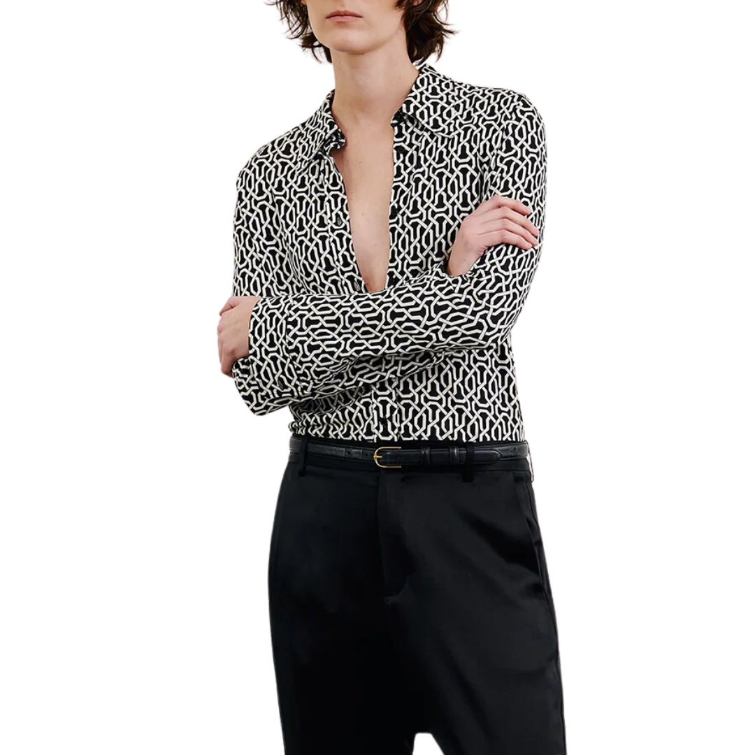 Celestine Shirt in Art Deco Black/Ivory