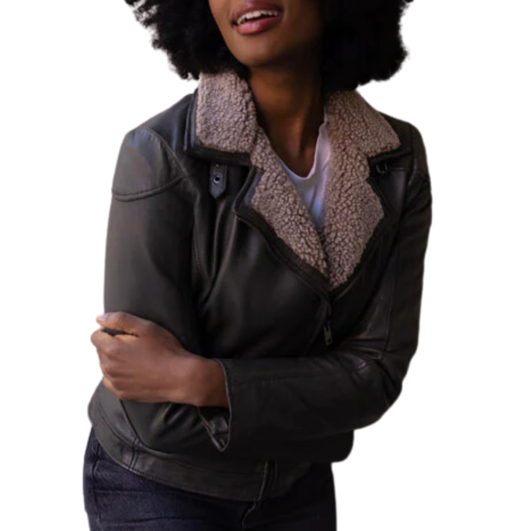 Jenja Leather Jacket in Olive