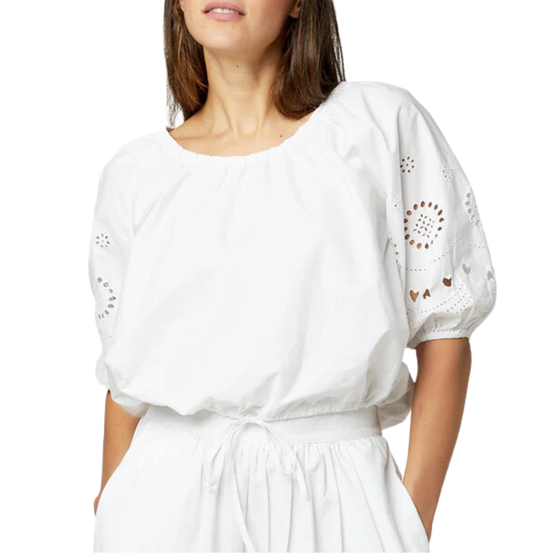 Lizzie Eyelet Blouse in White