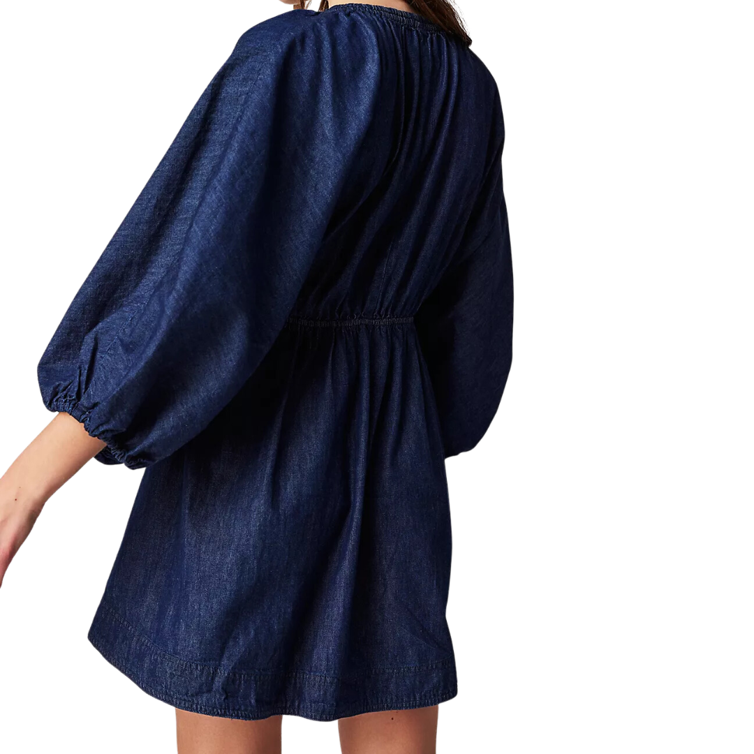 Portia Denim Mini Dress in Indigo Dark Rinse