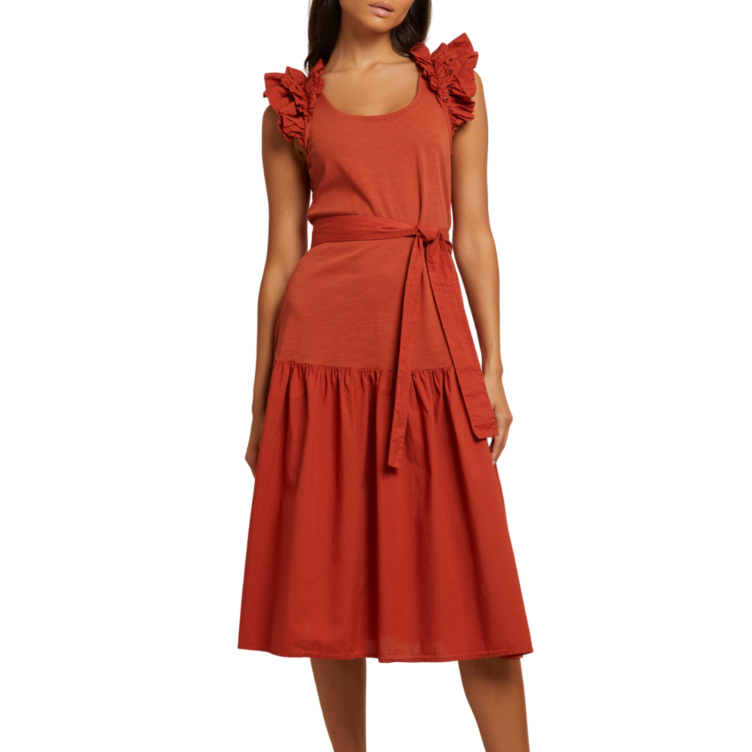 Everleigh Frilly Dress in Cayenne