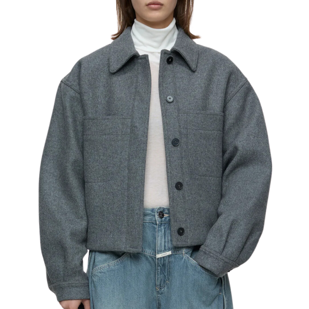 Short Jacket in Dark Grey Melange