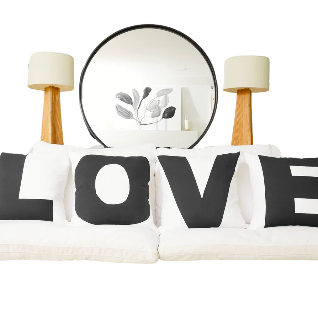 Love Pillow Set in Black/White